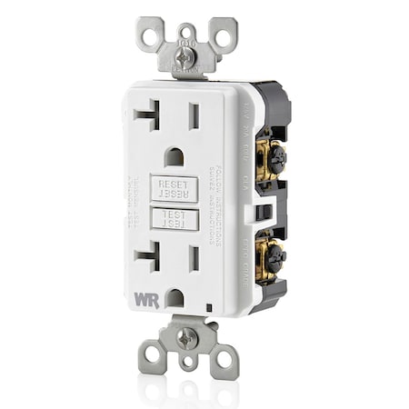 Leviton GFCI Receptacle, 20A, 125Vac, 5-20R, White GFWT2-W